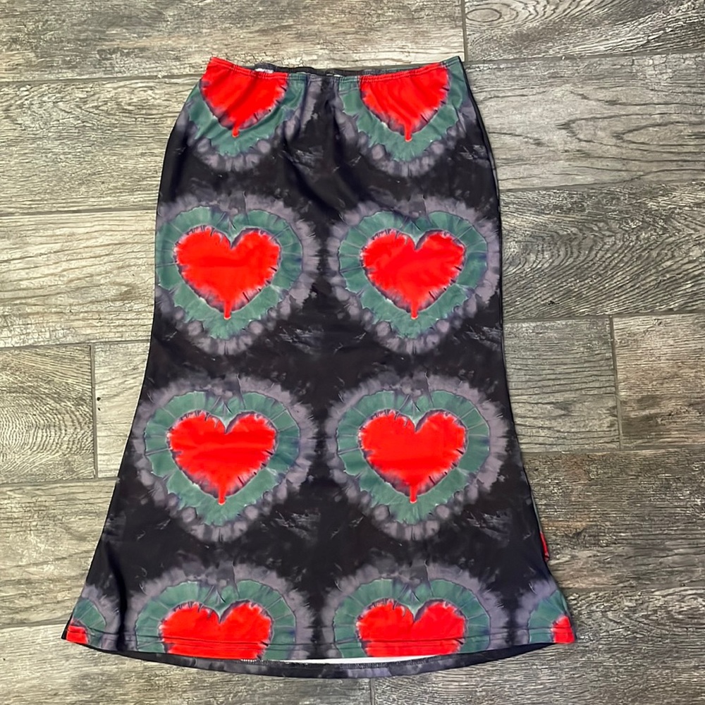 Mid Length Tiedye Hearts Skirt